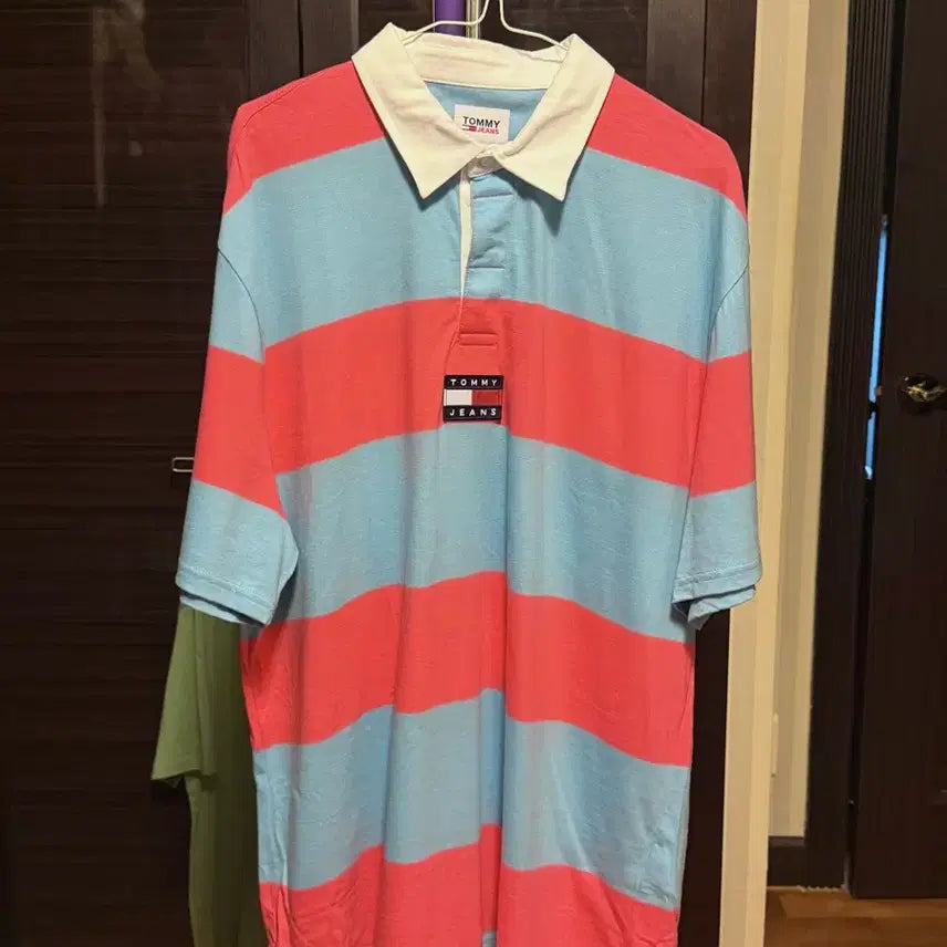 [BUNJANG] Tommy Hilfiger Tommy Jeans Men's Oversized Fit Pique Polo T-Shirt / [남성L]타미힐피거 타미진스 피케 폴로 반팔 티셔츠 오버핏