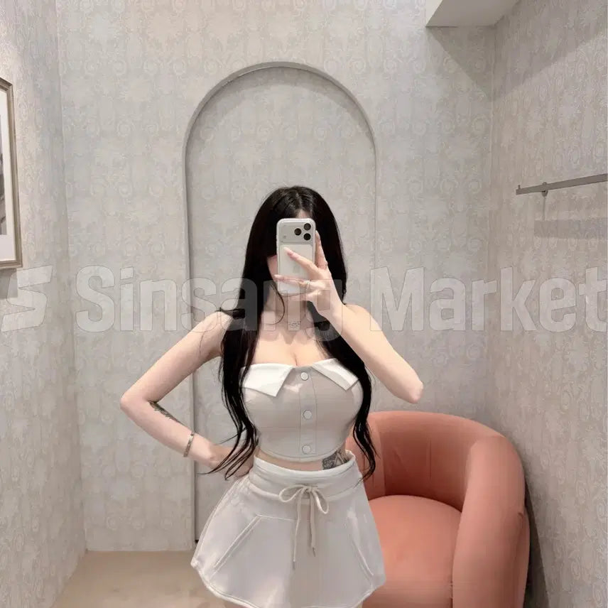[BUNJANG] Folding Top Skirt Two-Piece Set - Soft & Stretchy Fabric / [빠른발송] 폴딩 탑 스커트 투피스 세트 말랑 원단 텐션 좋아요 페스티벌