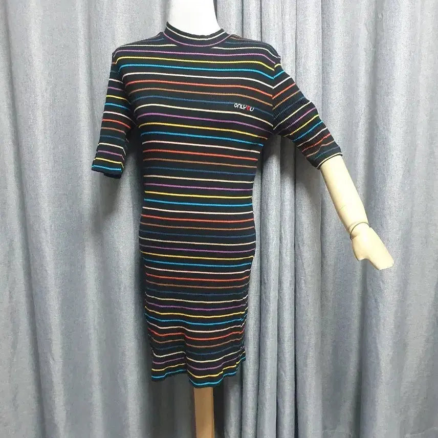 [BUNJANG] Rainbow Stripe Mini Dress / 레인보우 스트라이프 미니원피스