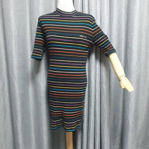 [BUNJANG] Rainbow Stripe Mini Dress / 레인보우 스트라이프 미니원피스