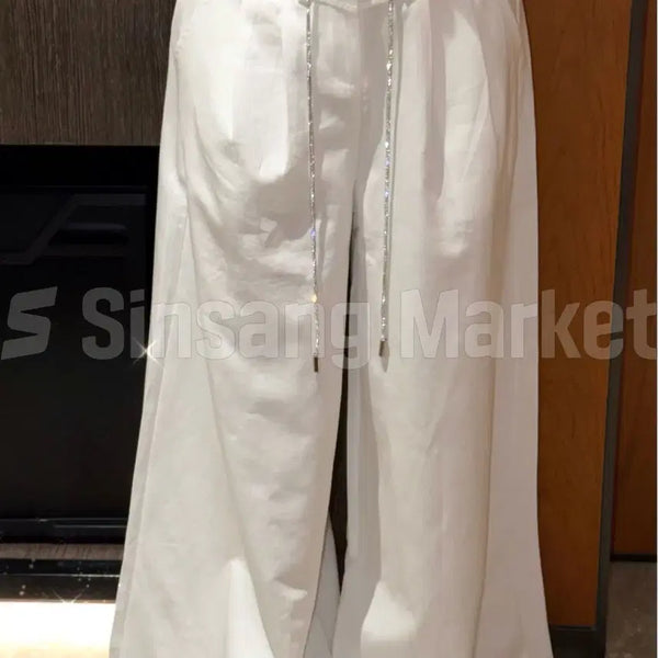 [BUNJANG] Beaded String Wide Leg Pants / [빠른발송] 비즈 스트링 와이드팬츠 찰랑원단 스트링 비즈끈