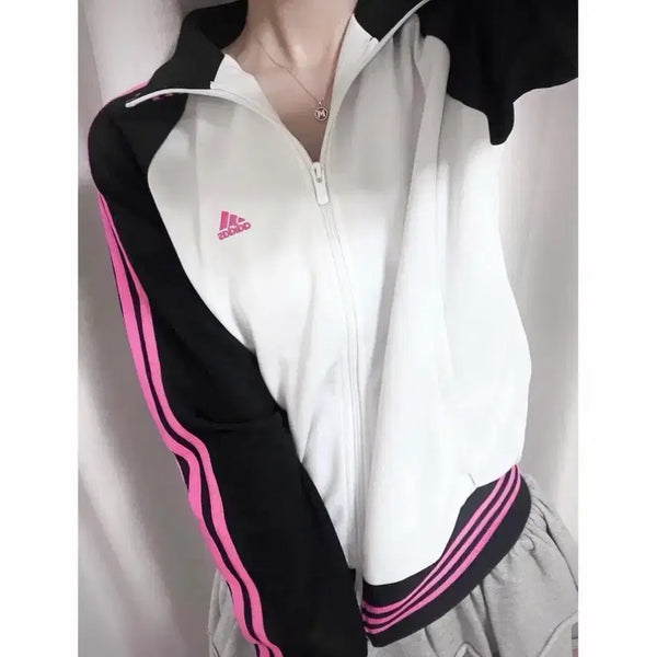 [BUNJANG] Adidas Track Jacket Pink Black / 아디다스 져지 핑크 블랙