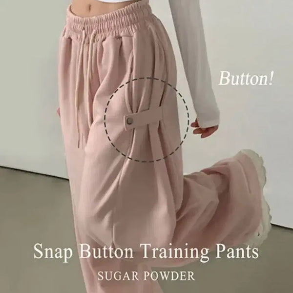 [BUNJANG] Women's Long Wide Fit Training Pants - Grey / 여성 트레이닝 팬츠 회색