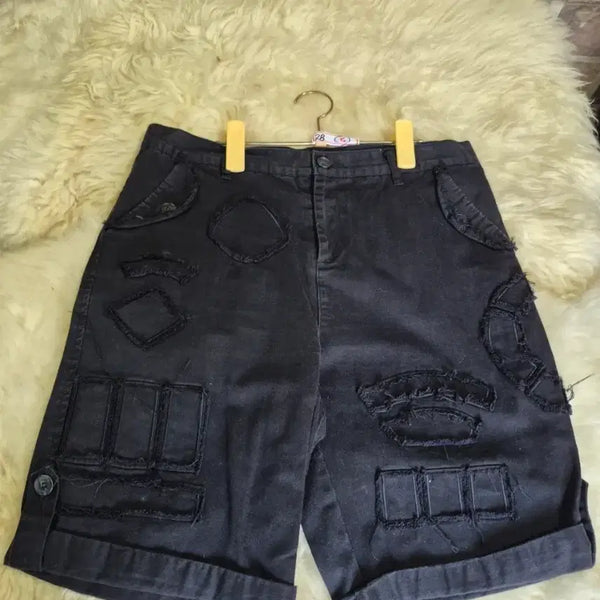 [BUNJANG] Black Cargo Shorts Patch Detail Size 28 / 블랙 카고 반바지 패치 디테일 28