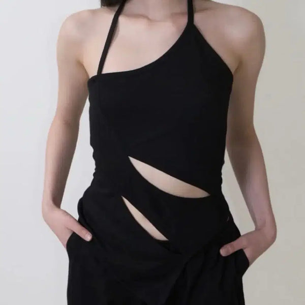 [BUNJANG] PAINTRUAL Cut-out Halter Tank Top / 페인츄얼 Cut-out Halter Tank Top 나시 슬리브