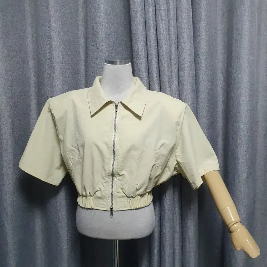 [BUNJANG] Pad Woven Short-Sleeve Two-Way Zip-Up / 패드 우븐 반팔 투웨이 집업