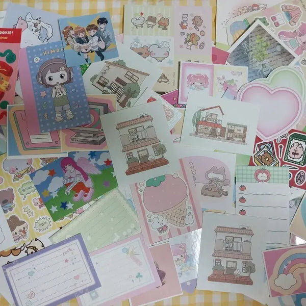 [BUNJANG] Matte Paper Stickers Bundle (Approx. 140 pcs) / 모조지스티커 140장 다꾸 일괄