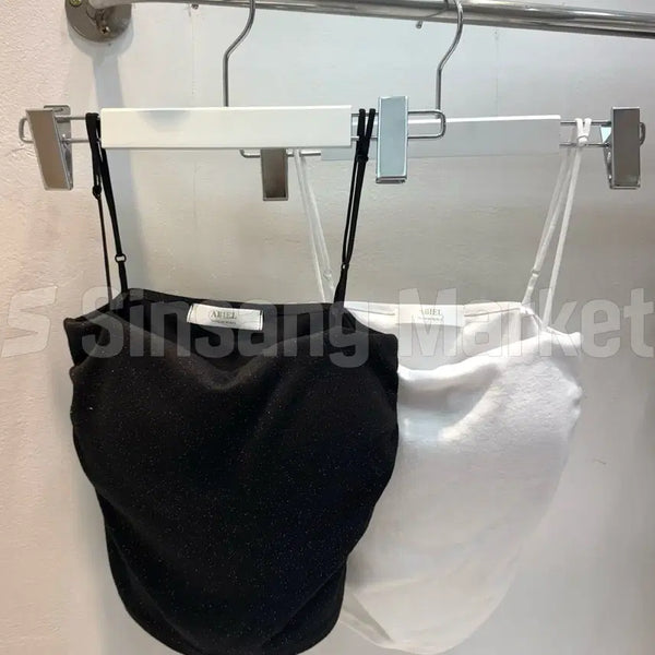 [BUNJANG] Adjustable Strap Padded Camisole with Glitter Detail / [빠른발송] 제작 펄 글리터 캡나시 끈 조절 왕뽕 패드 뽕나시 보정나시