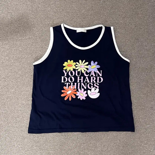 [BUNJANG] Colorblock Floral Camisole / 배색 플라워 나시
