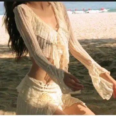 [BUNJANG] Frill Cover-up Set / 교신 커버업 프릴 커버업 수영복 모노키니 원피스 비키니 (워터밤 수영장 흠뻑쇼