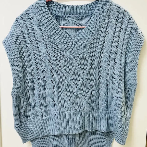 [BUNJANG] Light Blue Cable Knit Vest / 소라 니트 조끼