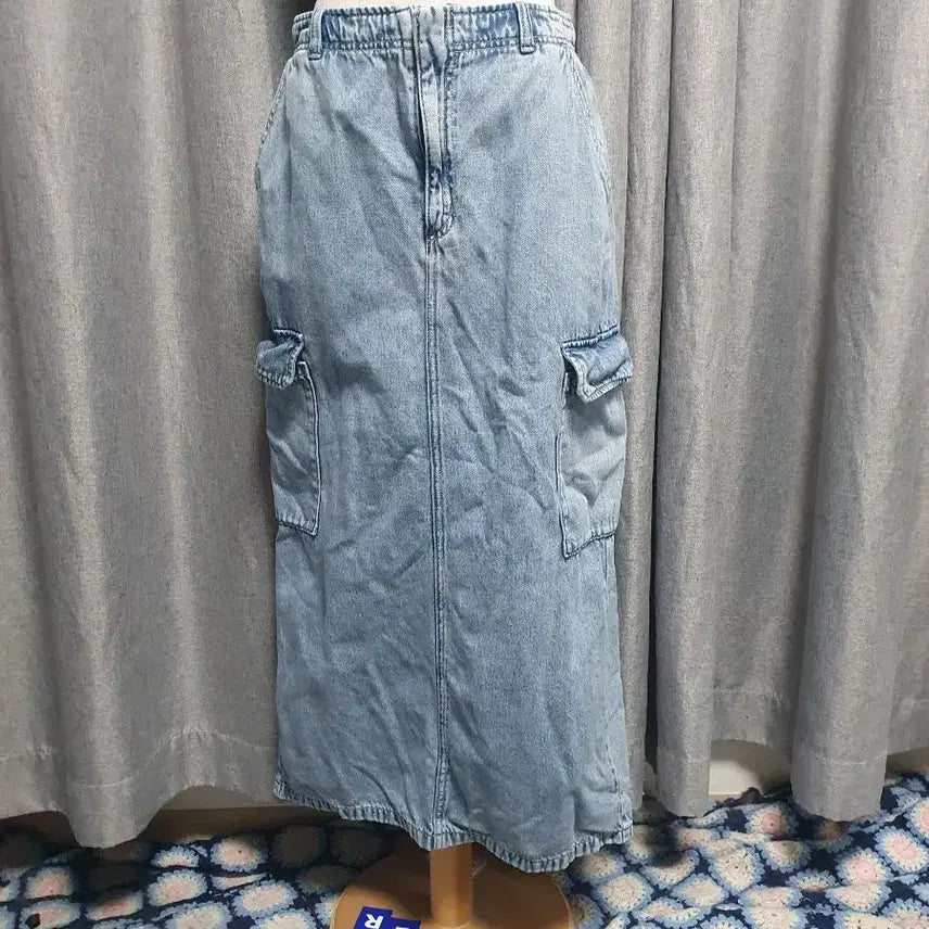 [BUNJANG] Cargo Denim Long Skirt / L카고 데님 롱스커트