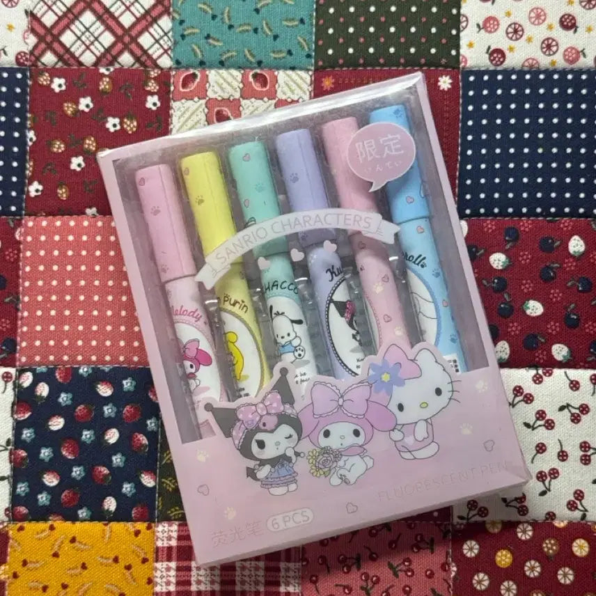[BUNJANG] Sanrio Characters Highlighter Set (6 Pieces) / 산리오 캐릭터 형광펜 6개 세트