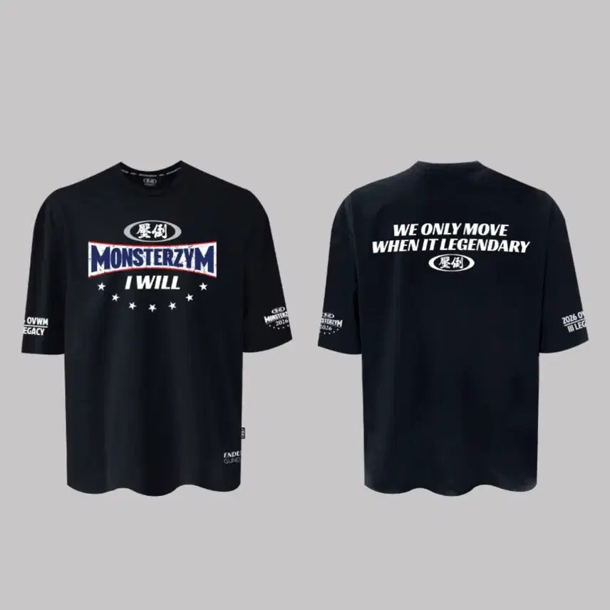 [BUNJANG] Absorbed x Monsterzym 2026 Black T-shirt Size 3 / (미개봉3사이즈)2026 압도x몬스터짐 블랙 반팔
