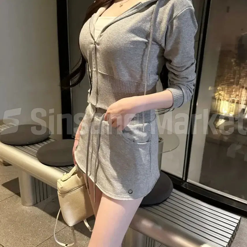 [BUNJANG] Menswear Metal Pearl Hoodie Set Black Grey White Melange / [빠른발송] 내수 메탈 펄 로로 후드set 거래처사진