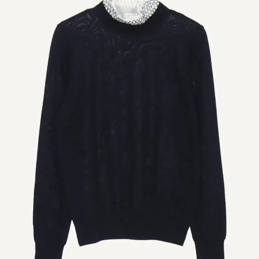 [BUNJANG] Sandro Lace Collar Sweater Navy / 산드로 레이스 칼라 스웨터 네이비