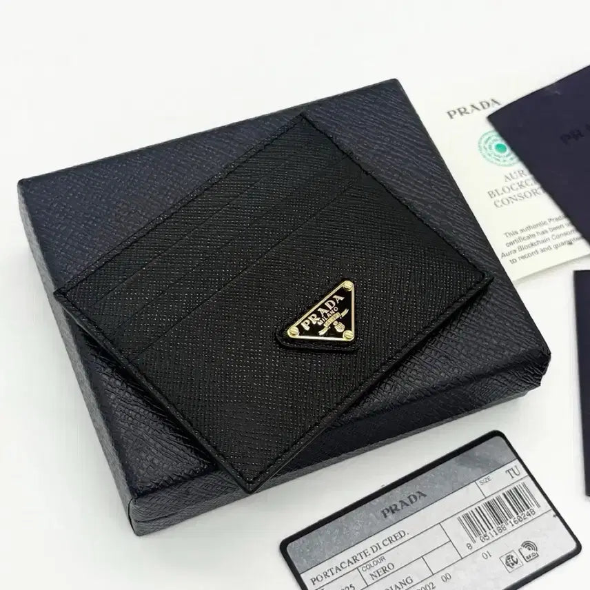 [BUNJANG] Prada Saffiano Gold Plated Card Holder / [새상품/정품] 프라다 사피아노 금장 카드지갑