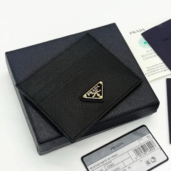 [BUNJANG] Prada Saffiano Gold Plated Card Holder / [새상품/정품] 프라다 사피아노 금장 카드지갑