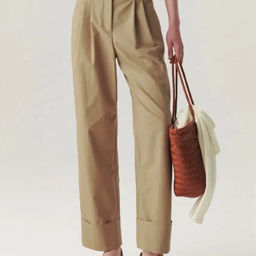 [BUNJANG] YUMER Turn Up Cotton Pants Camel Beige Standard / [유메르] 턴업 코튼팬츠 카멜베이지 스탠다드 1