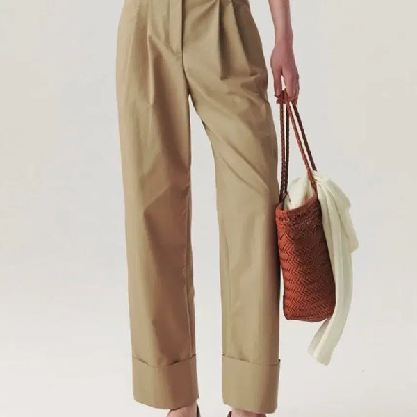 [BUNJANG] YUMER Turn Up Cotton Pants Camel Beige Standard / [유메르] 턴업 코튼팬츠 카멜베이지 스탠다드 1