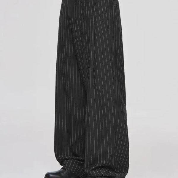 [BUNJANG] Signature Side Deep One-Tuck Slacks [Black Stripe] / 시그니처 사이드 딥 원턱 슬랙스[블랙스트라이프]