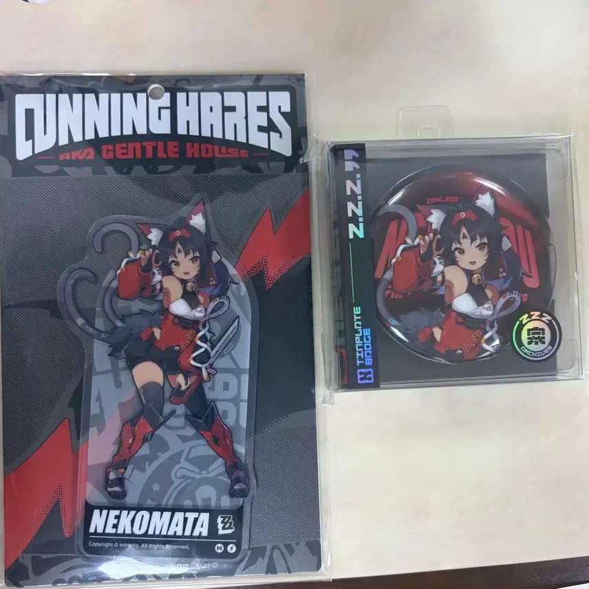 [BUNJANG] ZenZoneJe Nekomata Acrylic Stand & Can Badge Bundle Set / (일괄) 젠존제 네코마타 아크릴스탠드, 캔뱃지