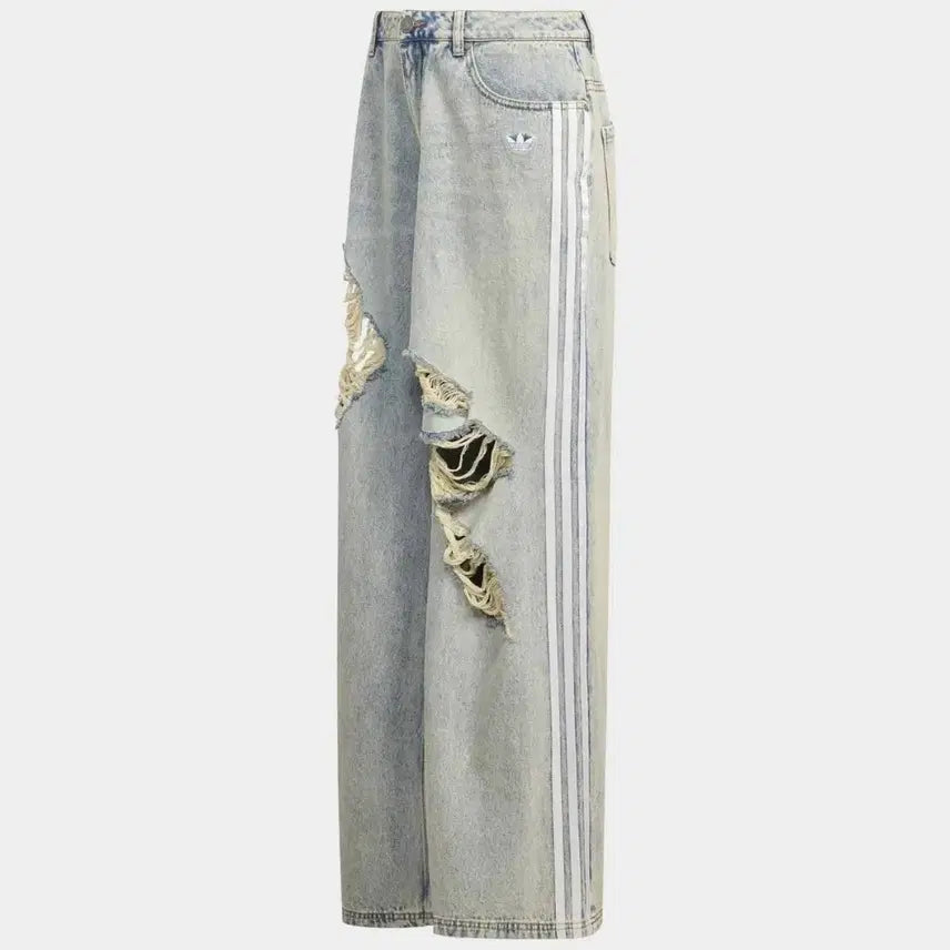 [BUNJANG] Adidas Damage Wide Leg Jeans Size 26 / 아디다스 데미지 와이드 레그 진