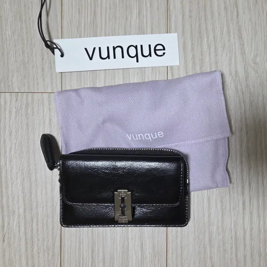 [BUNJANG] Vunque Zipper Black Card Wallet / 분크 지퍼 블랙 카드 지갑
