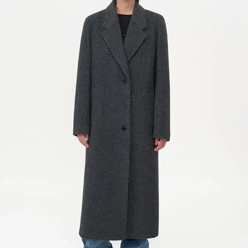 [BUNJANG] Insilence Woman Classic Maxi Coat Charcoal / 인사일런스우먼 클래식 맥시 코트 차콜