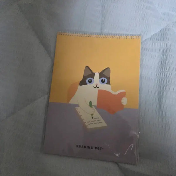 [BUNJANG] Reading Pet Cat Illustration Spring Notebook / 리딩펫 고양이 일러스트 스프링 노트 문구