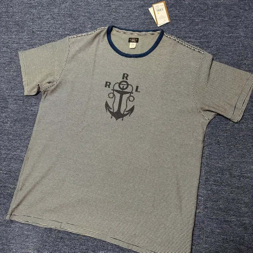 [BUNJANG] RRL 25SS Stripe Anchor Logo T-Shirt / RRL  25SS 스트라이프 앵커로고 티셔츠