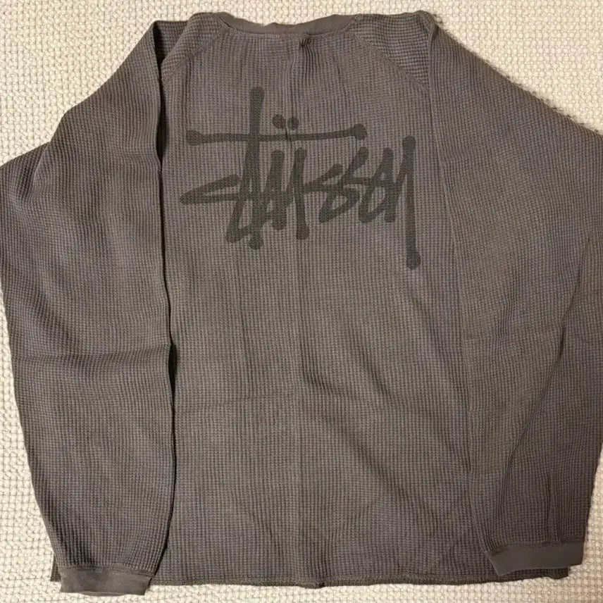 [BUNJANG] Stussy Thermal Long Sleeve Waffle Washed Black / 스투시 써멀 롱슬리브 와플 워시드블랙