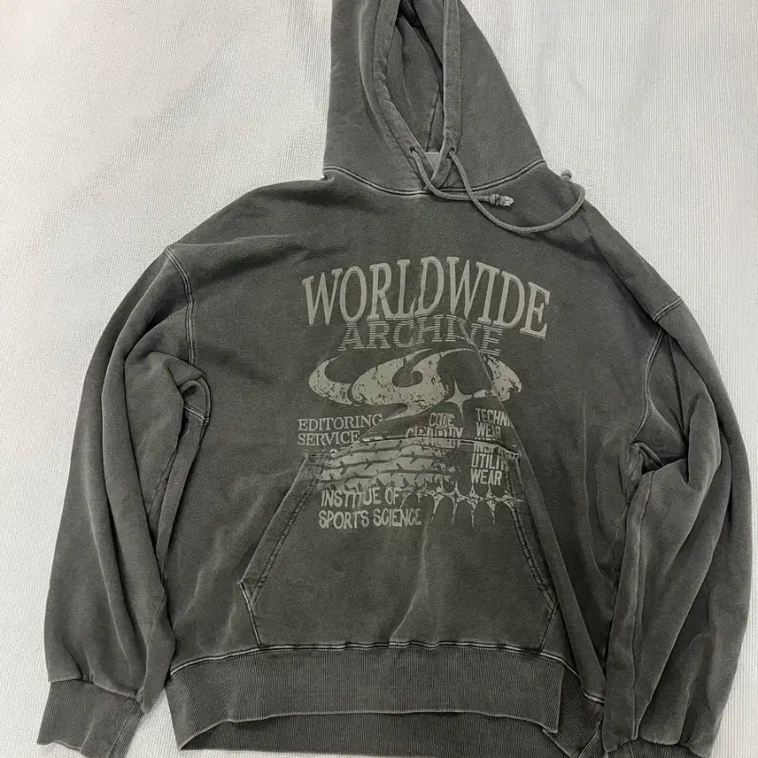 [BUNJANG] CODE GRAPHY Worldwide Pigment Hoodie Charcoal / 코드그라피 월드와이드 피그먼트 후디 차콜