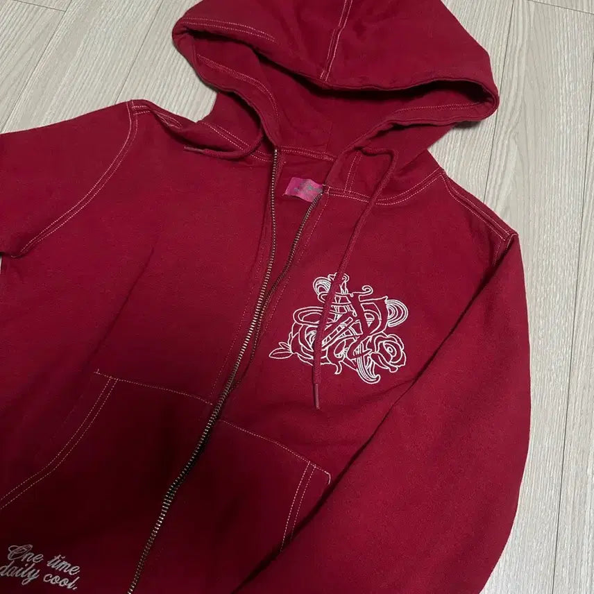 [BUNJANG] Red Hoodie Zip-Up / 레드 후드