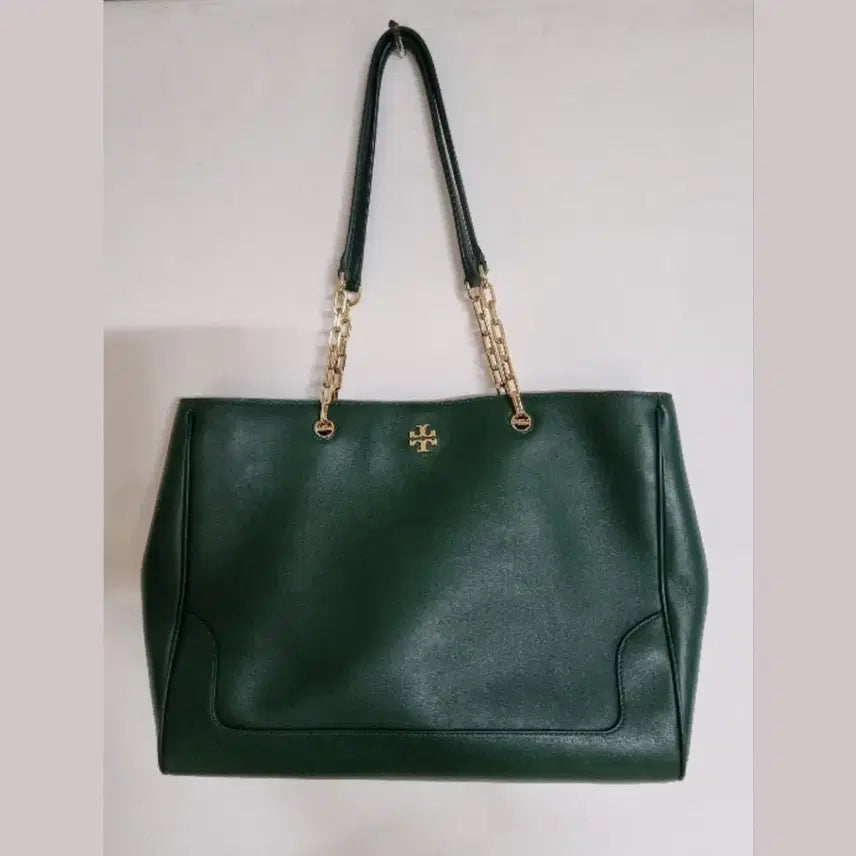 [BUNJANG] Tory Burch Women's Tote Bag Deep Green Gold Chain / 토리버치 여성 토트백 딥그린 금장 체인