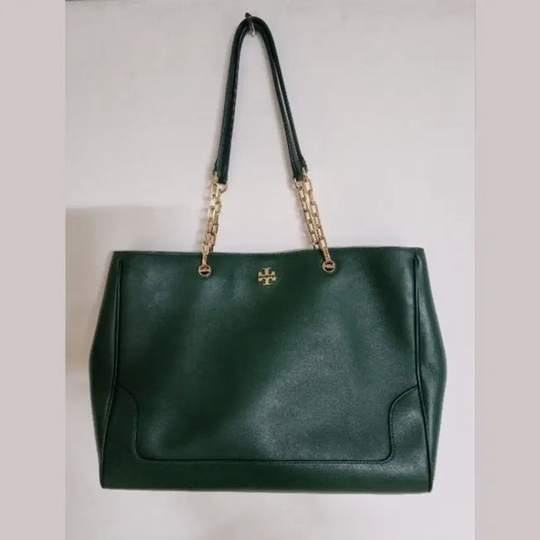 [BUNJANG] Tory Burch Women's Tote Bag Deep Green Gold Chain / 토리버치 여성 토트백 딥그린 금장 체인