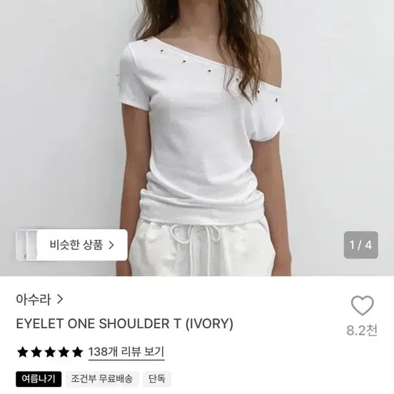 [BUNJANG] Asura Eyelet One-Shoulder T-Shirt / 새상품 아수라 아일렛 원숄더 티셔츠