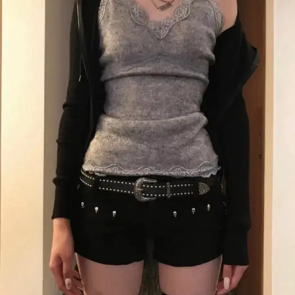 [BUNJANG] Kyoii Skull Stud Shorts Black / 쿄이 스컬 스터드 쇼츠 반바지 블랙