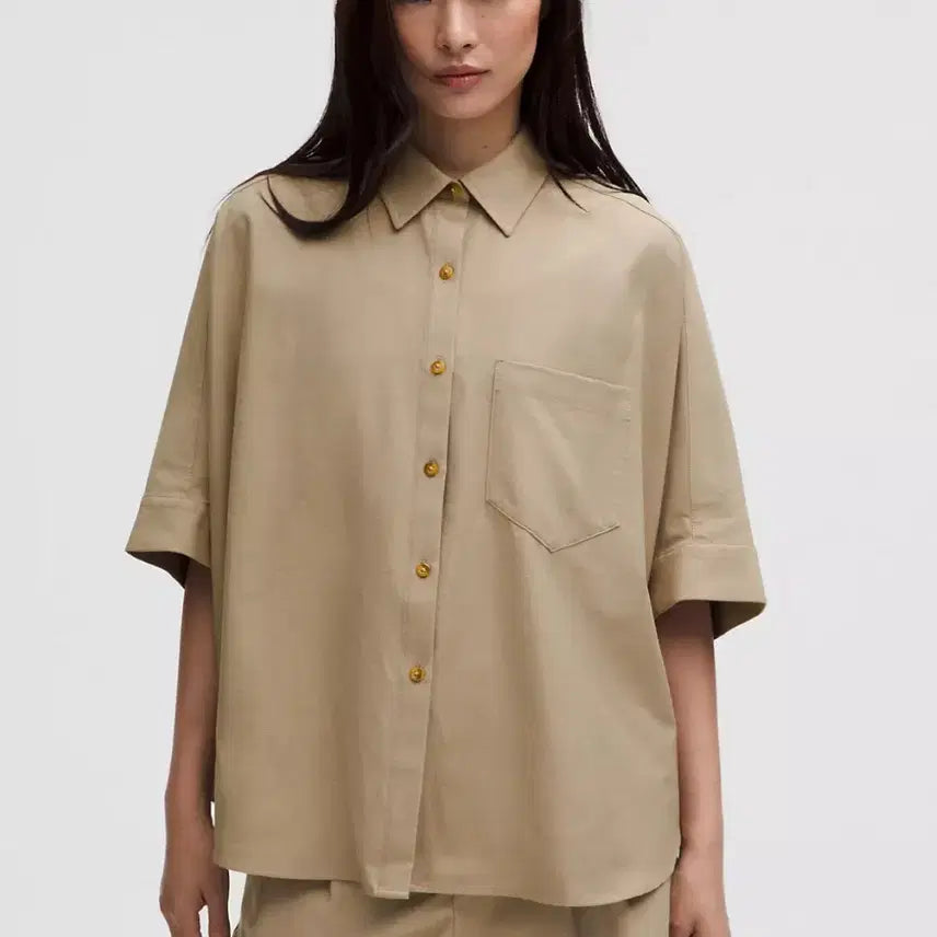 [BUNJANG] Lululemon Linen Cotton Short Sleeve Shirt / 룰루레몬 린넨 코튼 반팔 셔츠