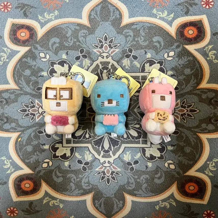 [BUNJANG] Bonobono Forest Pixel Bag Charms 3-Piece Set + Monotone Hangyodong Plush (Gift) / 보노보노숲_픽셀 가방걸이_3종 세트 + (사은품) 2종택일 새상품