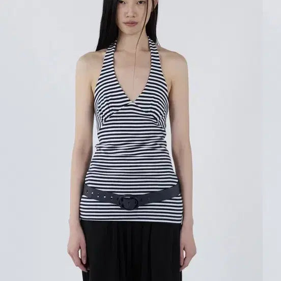 [BUNJANG] SERIC Stripe Halter Top - Navy / 세릭 Stripe Halter Top _ Navy