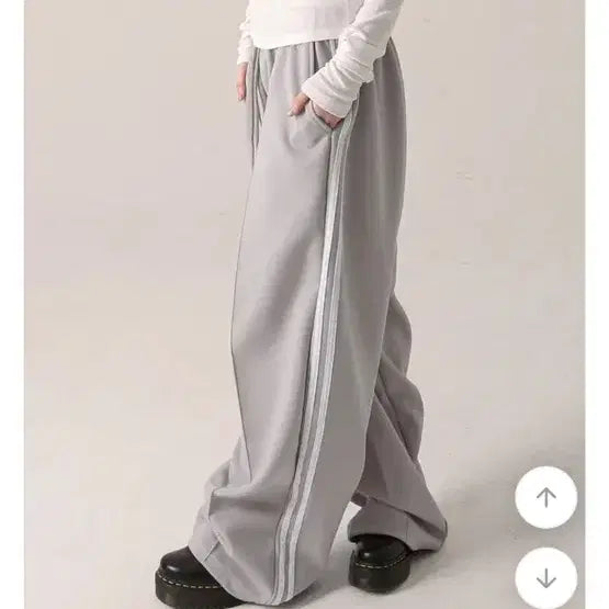 [BUNJANG] Gray Wide Training Track Pants / 그레이 와이드 트레이닝 트랙팬츠