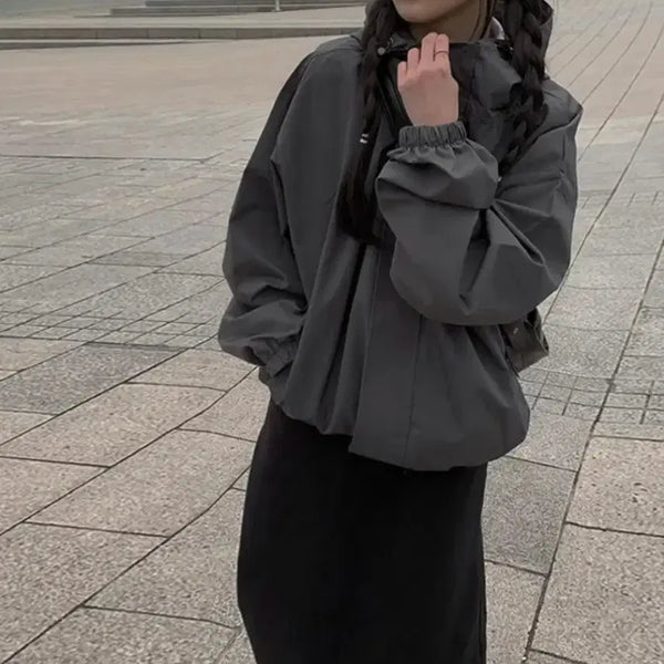 [BUNJANG] Any Onemore Windbreaker Hoodie Charcoal / 애니원모어 윈드브레이커 후드 바람막이 챠콜