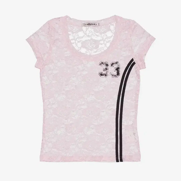 [BUNJANG] SET UP EX 33 Lace Top Baby Pink / [새상품] 셋업이엑스이 33 LACE TOP BABY PINK