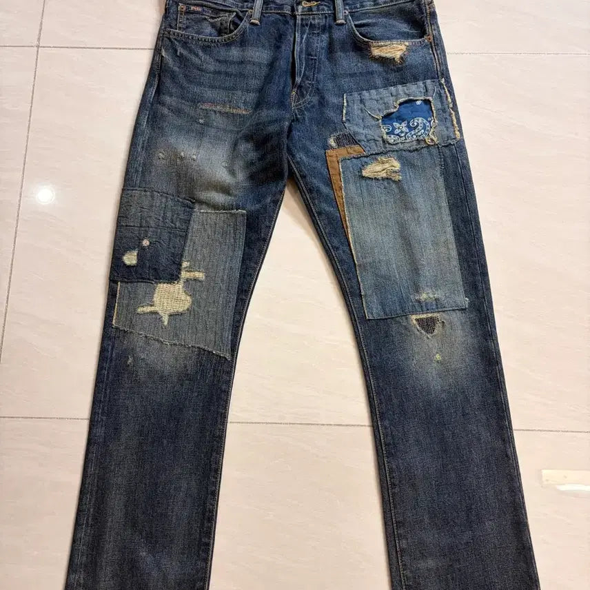 [BUNJANG] Ralph Lauren Patchwork Denim Pants / 랄프로렌 패치워크 데님 팬츠