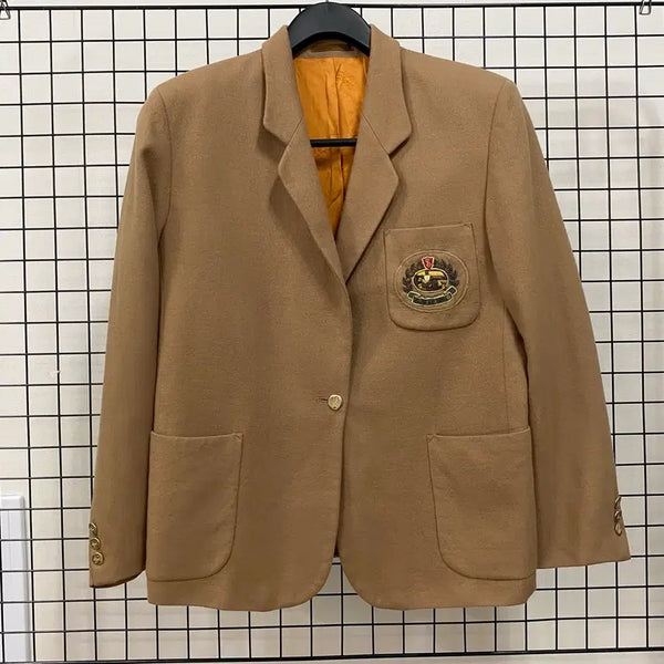 [BUNJANG] Burberry Crest Embroidered Emblem Gold Button Wool Blazer / <L> 버버리 크레스트 자수 와펜 금장 울 블레이저