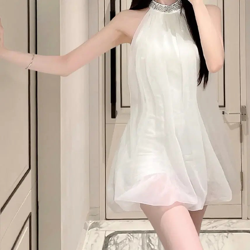 [BUNJANG] Mielle Violet Cubic Mini Dress (Size S) / 미엘르 비올렛 큐빅 미니 드레스 양도