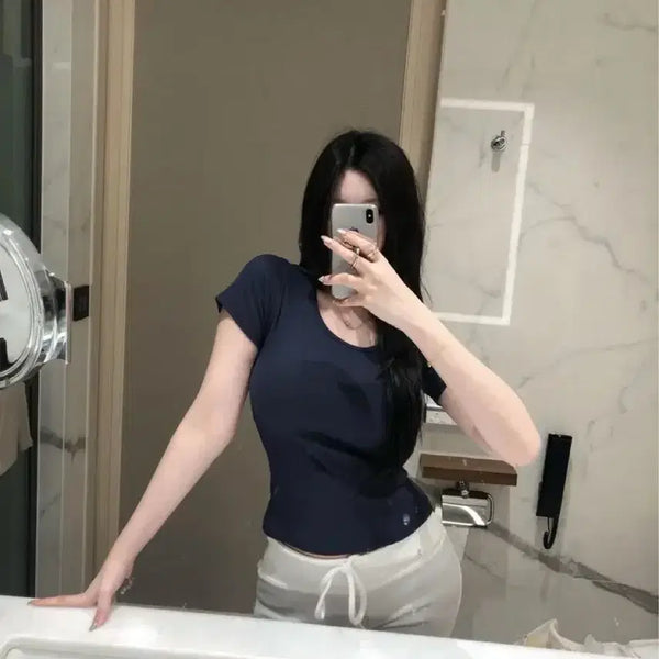 [BUNJANG] Soft V-Neck Short Sleeve Knit T-Shirt / [목쪼임x 쪼임없는 부들 브이넥 반팔 울 캡소매 기본 레이어드티