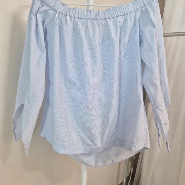 [BUNJANG] MANGO Off-Shoulder Blouse with Ribbon Sleeves / MANGO블라우스 오프숄더  소매 리본
