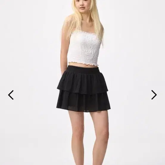[BUNJANG] Uniqlo GU Tiered Mini Skirt Black S / 유니클로 GU 미니스커트 티어드 스코트 블랙 S